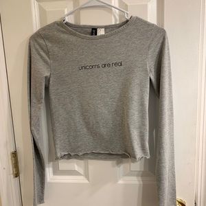 “Unicorns are real” cropped long sleeve shirt